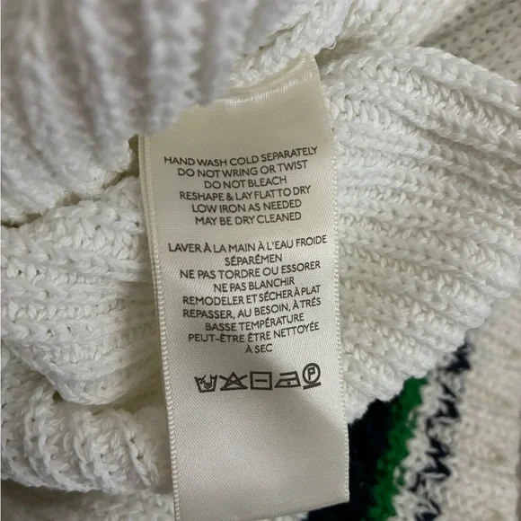 Anthropologie Daily Practice Le Tour Crop Crewneck Sweater Bike White Cotton L - Picture 8 of 9